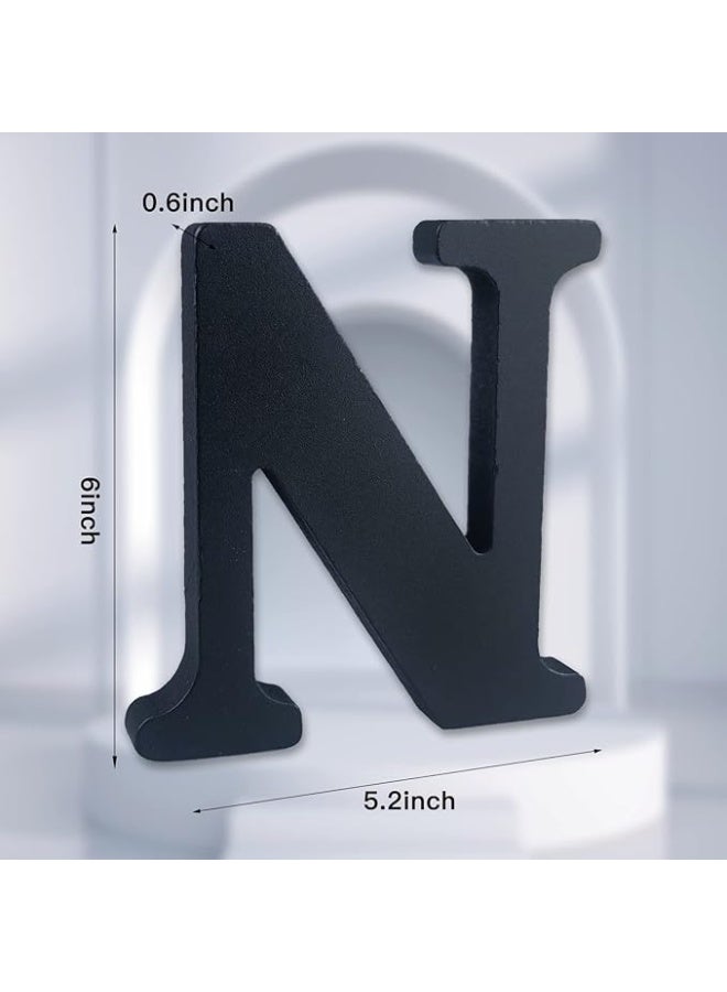 MIRFA Wooden Free Standing Decorative Letter Slices - Black - 6inches (N) - Image 2